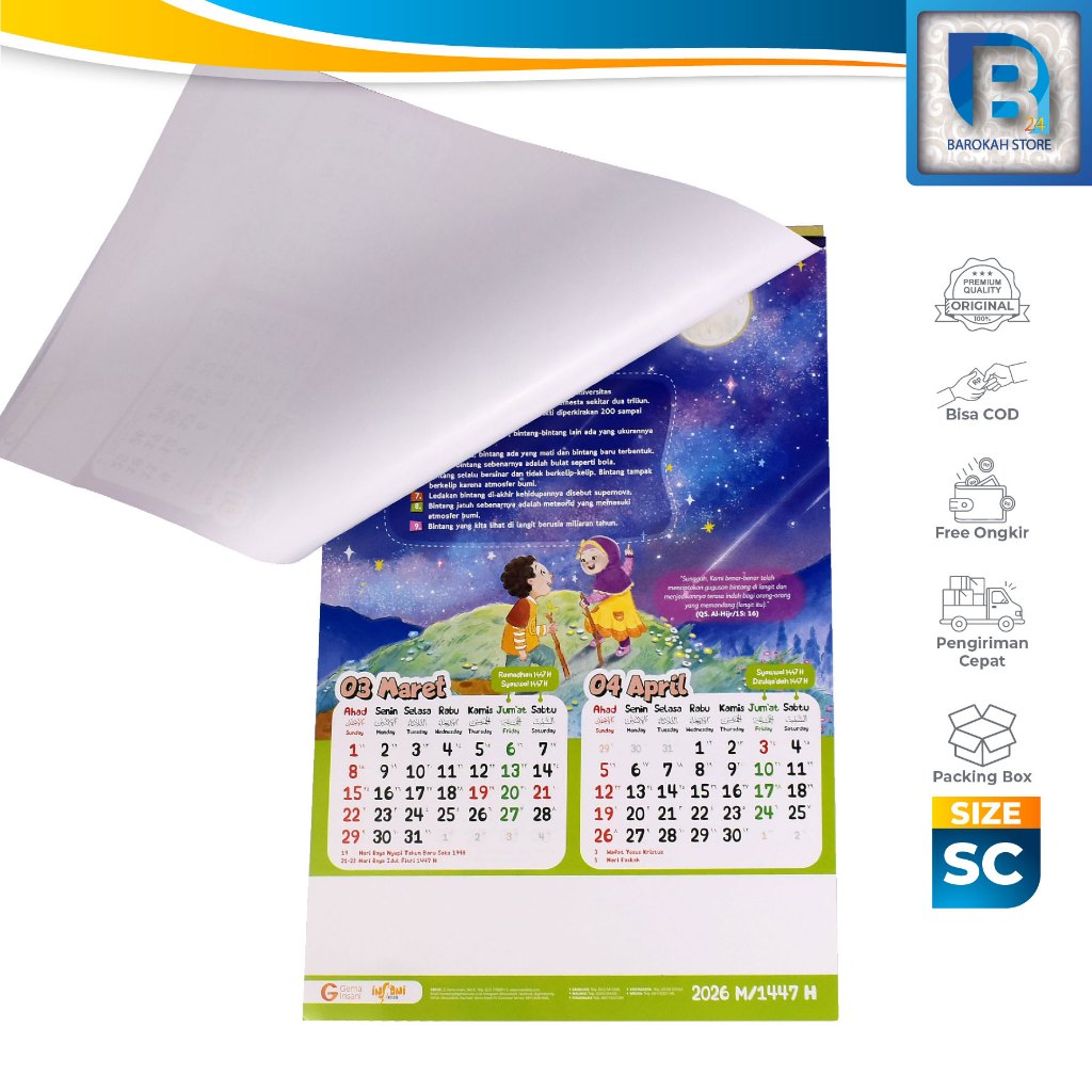Kalender Calender Anak 2026 Islami Kertas Art Paper Full Colour Bergambar Gema Insani Kalender Murah