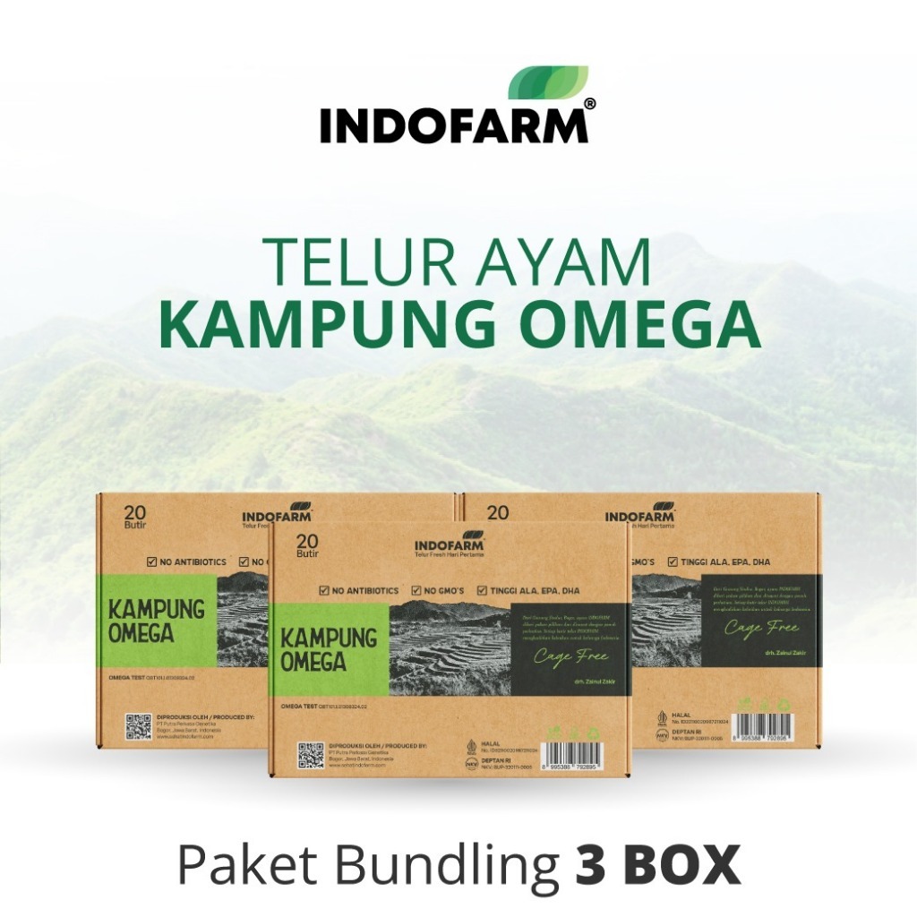 Indofarm Telur Ayam Kampung Asli Omega - BUNDLING 3 BOX