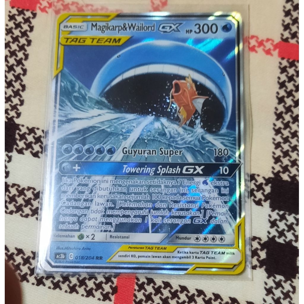 Kartu Pokemon Magikarp & Wailord GX Tag Team Ac3b RR bahasa indo tcg
