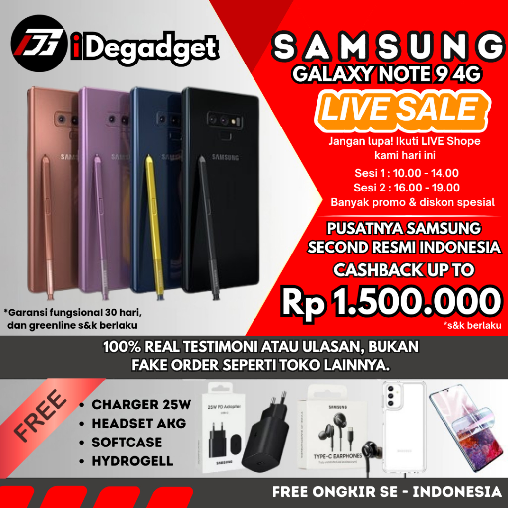 SEIN Samsung Galaxy Note 9 8/512GB 6/128GB Second Fullset Original