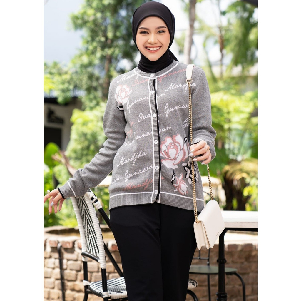 MANDJHA-ALICE LIGHT GREY-ATASAN WANITA-BLOUSE SWEATER-BY IVAN GUNAWAN