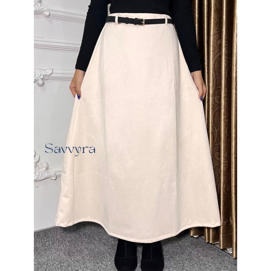AVY SKIRT — An A-line Premium Suede Skirt by Savvyra