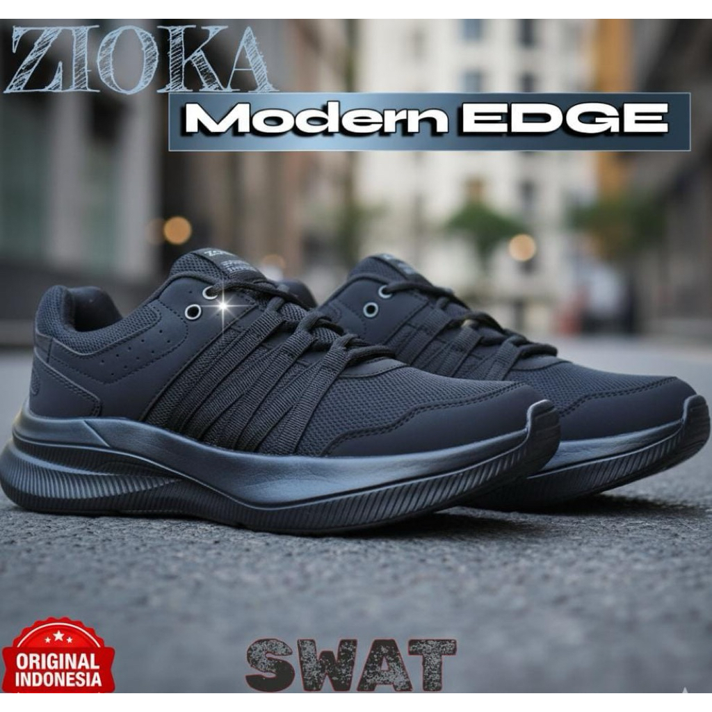 Sepatu Zioka Swat Full Hitam Sepatu running full hitam