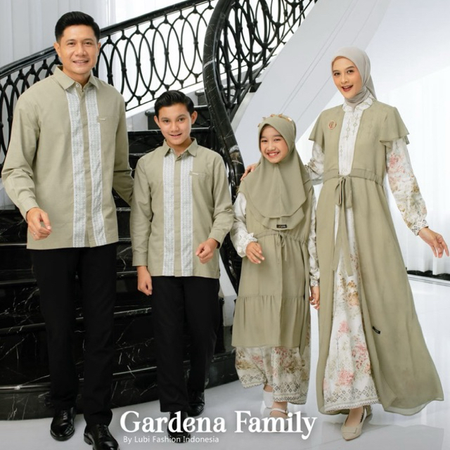 LUBI GARDENA FAMILY SAGE GREEN Family Set Muslim Sarimbit Keluarga 2026 Gamis Koko Hijau