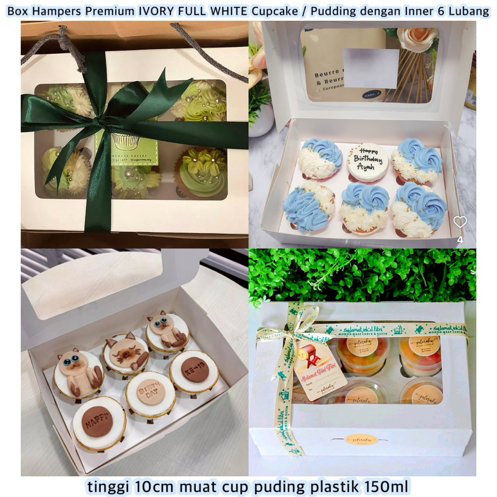 Kotak Kue Hampers Cupcake Pudding + Inner 6 Lubang Cupcake / Puding Box Hampers isi 6 Cup pudding Bo