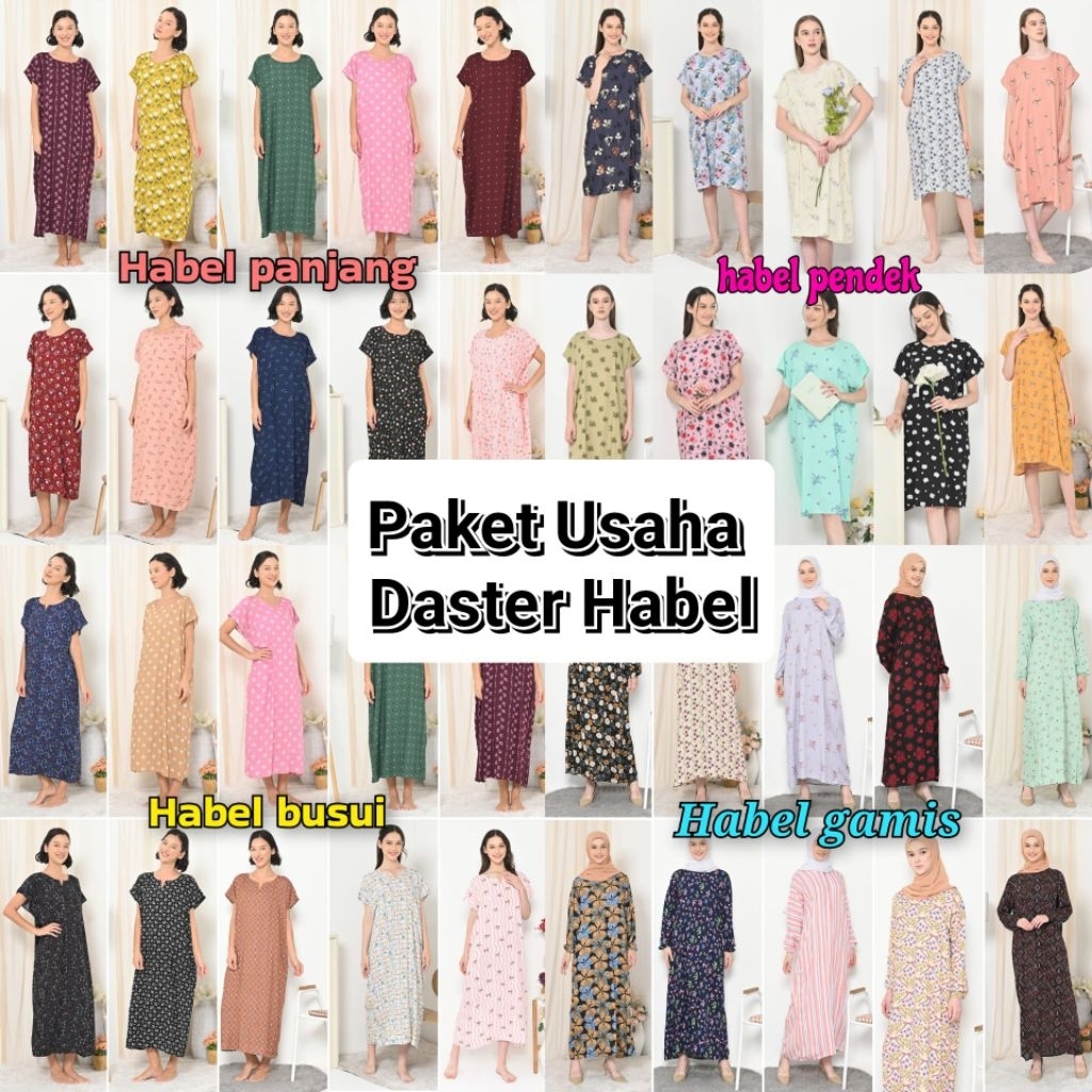Paket Usaha 10pcs Daster Habel Panjang Non Busui/Busui/Pendek Selutut Non Busui/Gamis Bebas Pilih Mo