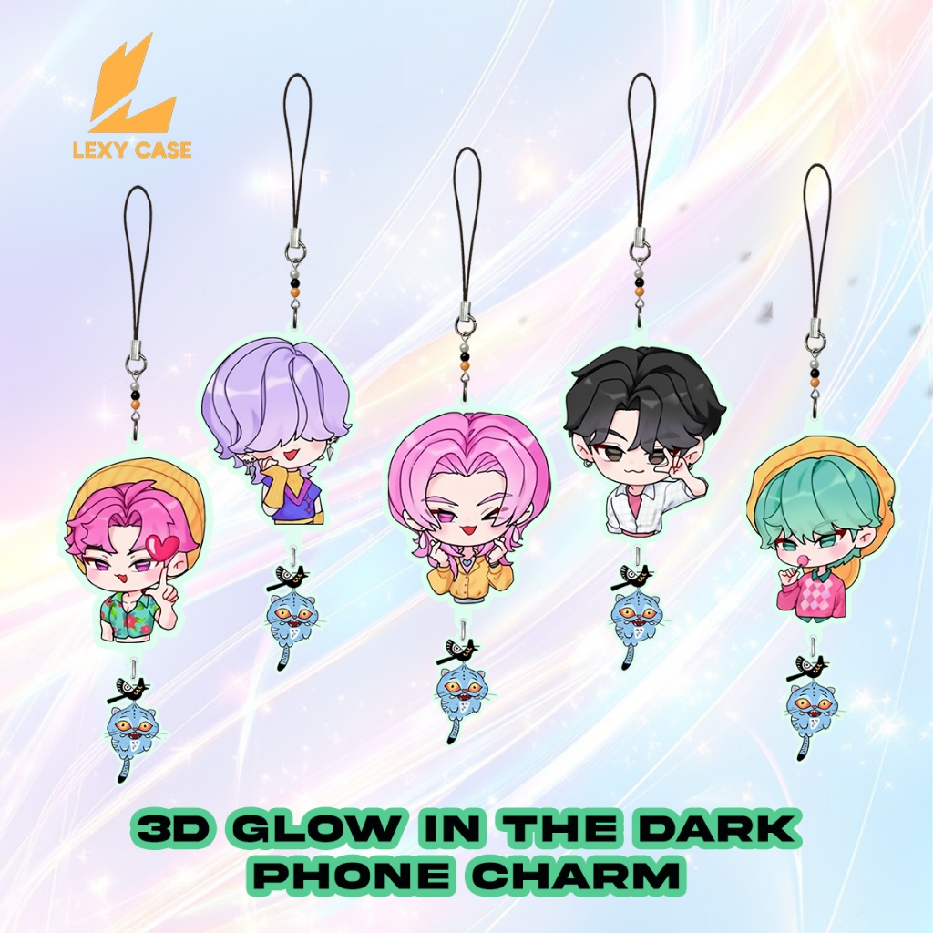 3D Glow in The Dark Phone Charm Saja Boys Gantungan HP Tas Kunci Lucu Unik Nyala dalam Gelap Tampila