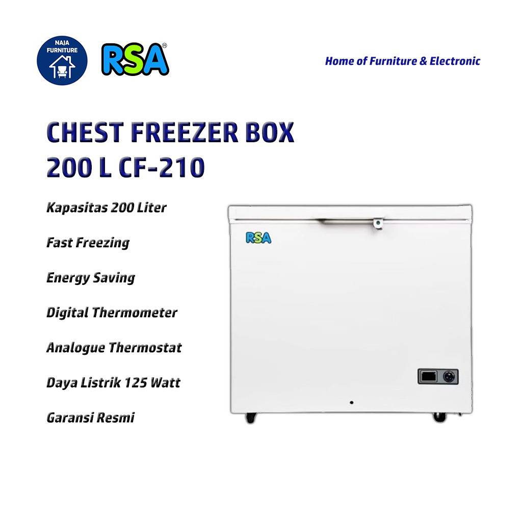 RSA Chest Freezer Box 200 Liter CF-210 | Freezer Box RSA 200 Liter | Feezer Daging | Makanan | Ice C