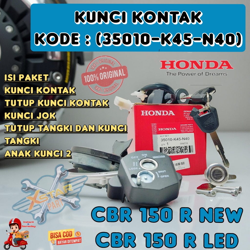 ORI Kunci Kontak CBR150R K45 N40 Set Original Honda Kunci Kontak K45 Assy CBR150 R New