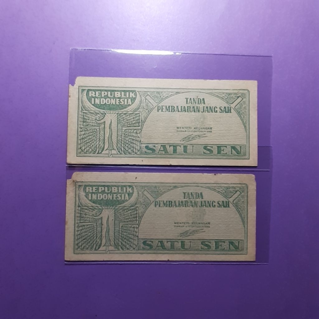 uang kuno 1 sen ori tahun 1945
