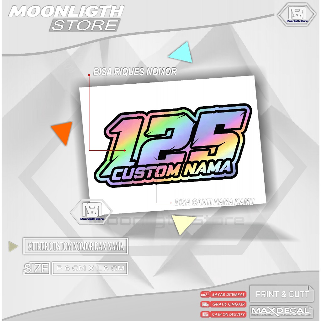 Stiker Custom Riques Nomor Dan Nama Stiker Custom Stiker Cutting Bahan Anti air