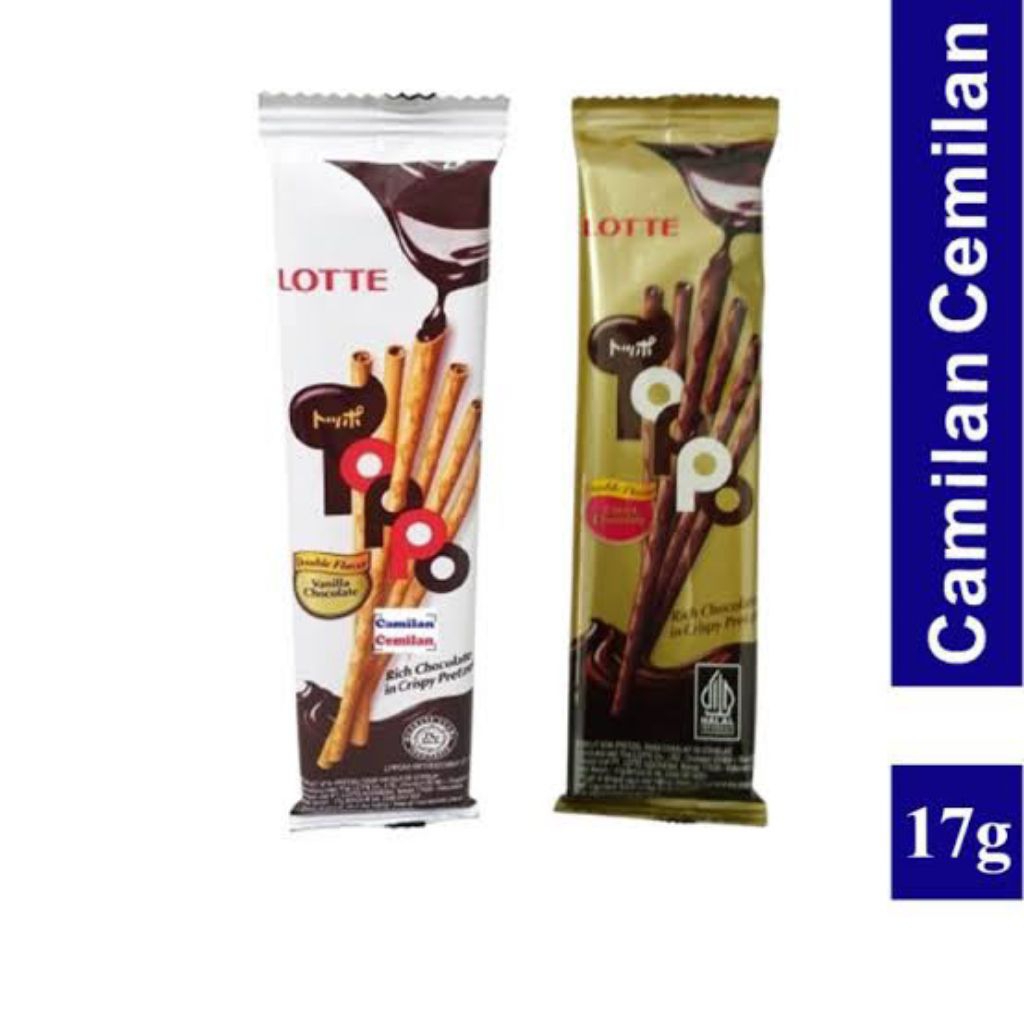 BISKUIT STIK ISI COKLAT LOTTE TOPPO BOX ISI 12 BUNGKUS