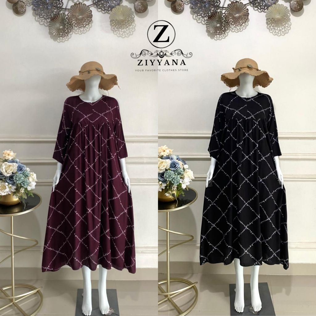 ZIYANA - Inara long dress rayon twill premium | daster nagita | daster busui murah meriah | daster r
