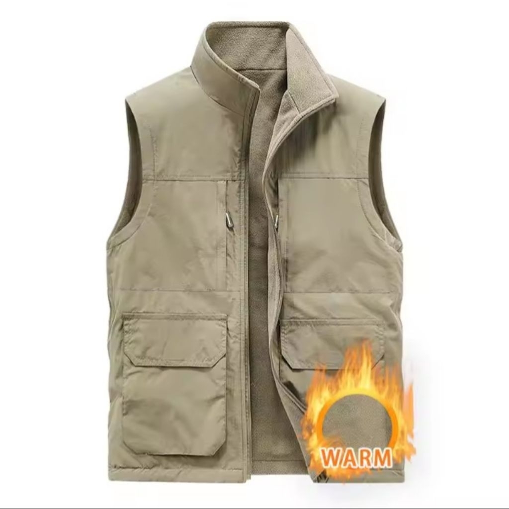 rompi pria/rompi tahan angin rompi bulu tebal hangat