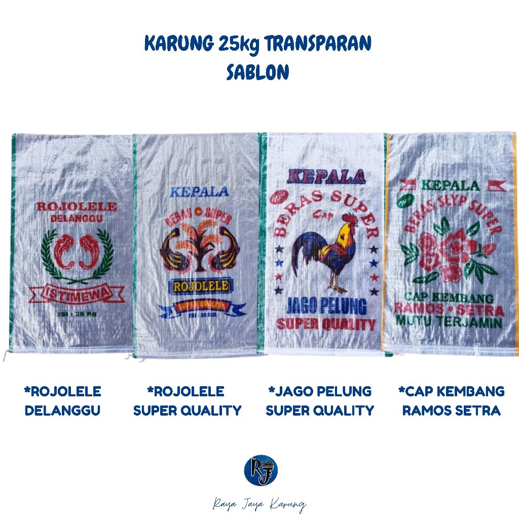 Karung beras 25kg Sablon -Transparan- Karung Baru
