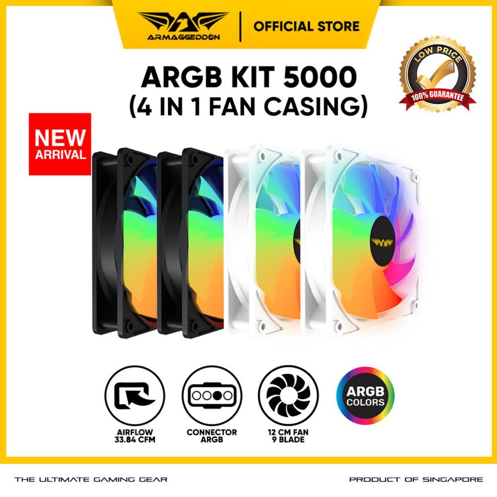 Fan Casing Armaggeddon ARGB KIT 5000 RGB PC Cooling Fan with 9 Blade  Isi 4x Fan