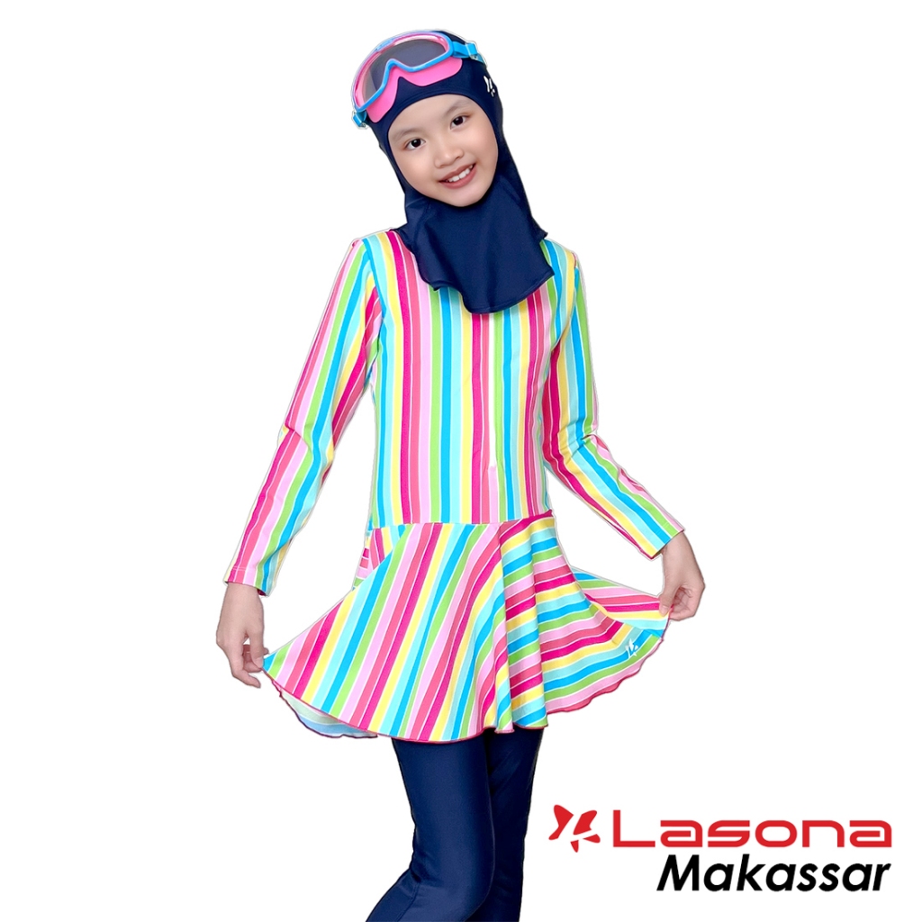 Lasona Kids Burkini Hijab Swimwear Baju Renang Muslim Anak Perempuan TRPM-G3344-L01204 Stok MAKASSAR