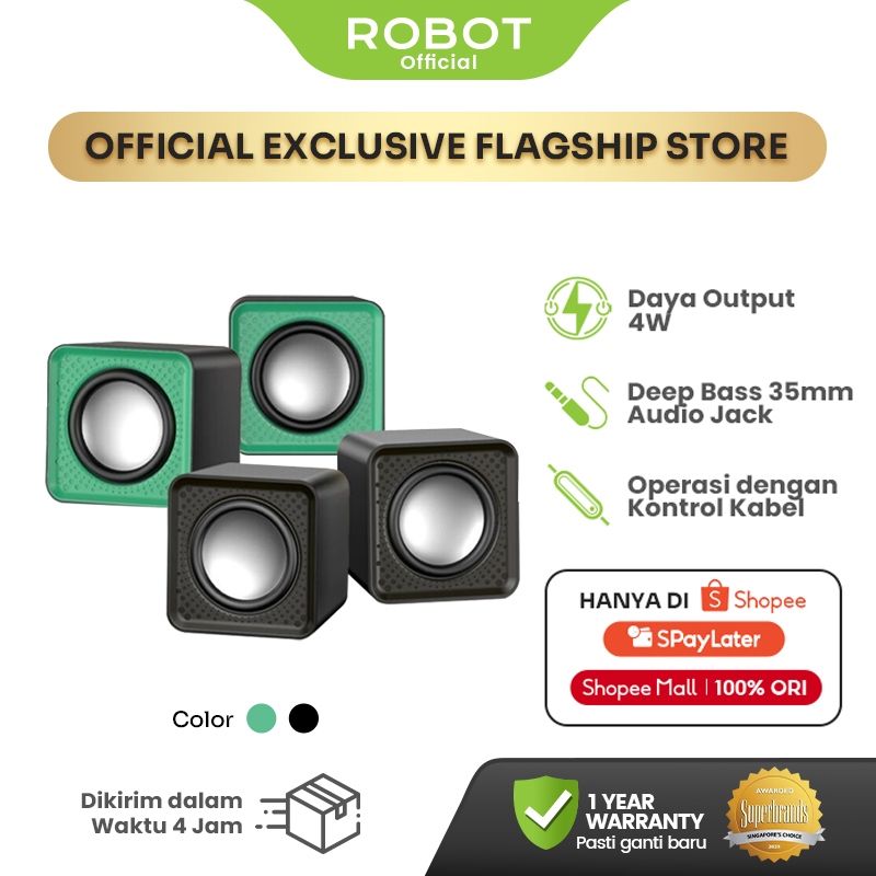 ROBOT Speaker Komputer RS260 Deep Bass 35mm Audio Usb Jack Portable Music Mini for Gaming Komputer L