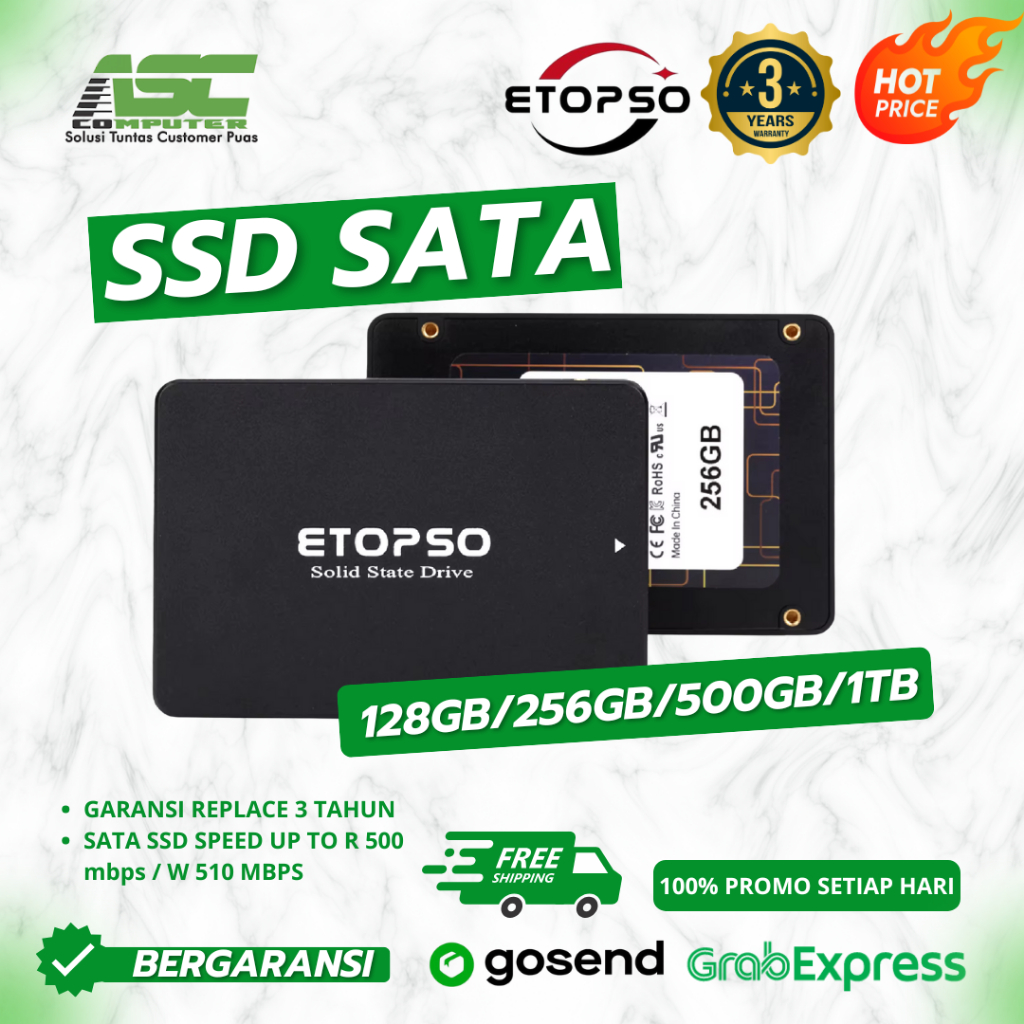ETOPSO SSD 128GB / 256 GB / 500 GB / 1 TB 2.5 inch SATA III 3th Replace