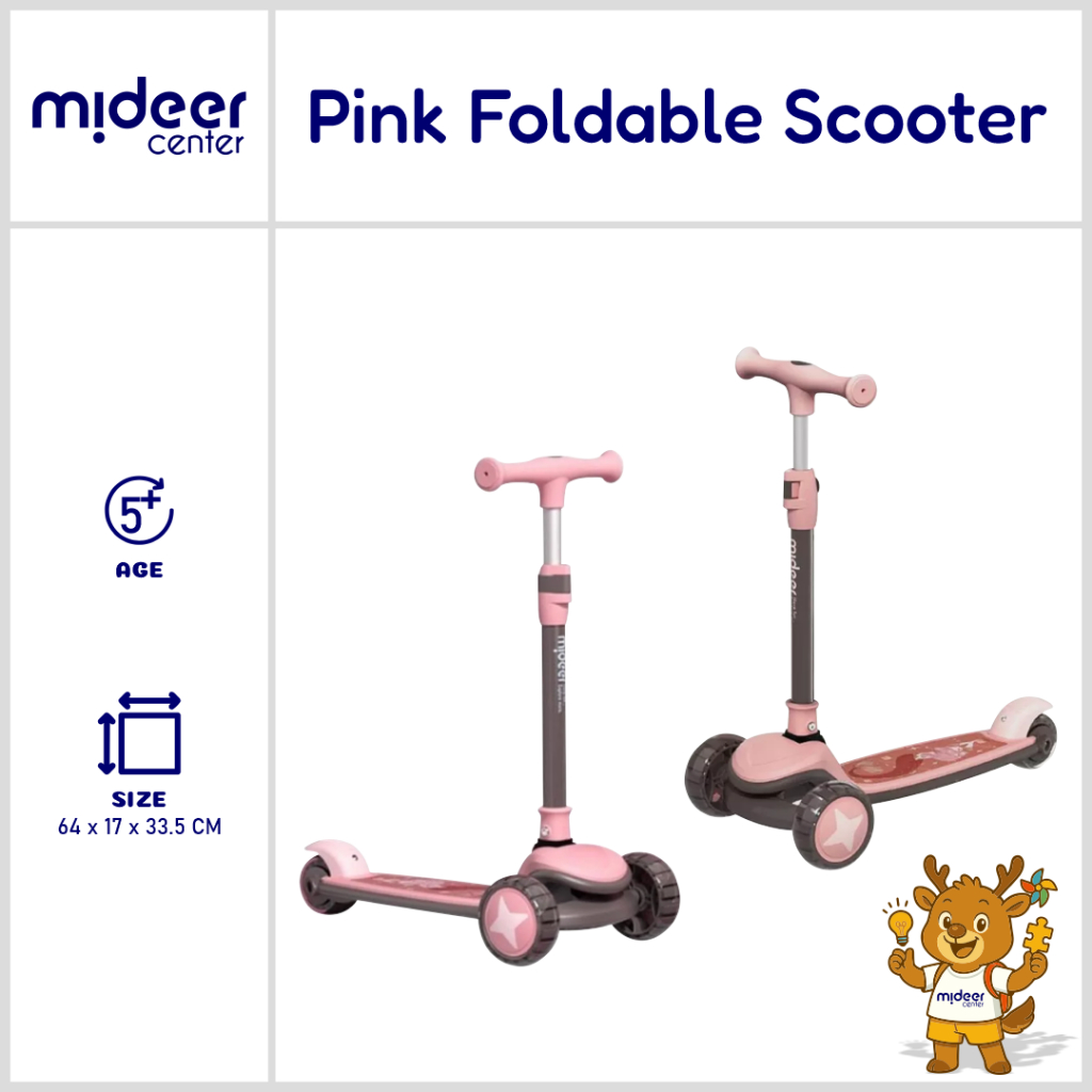 Mideer Pink Foldable Scooter 3 in 1 Mainan Scooter Skuter Otoped Lipat Anak Roda 3