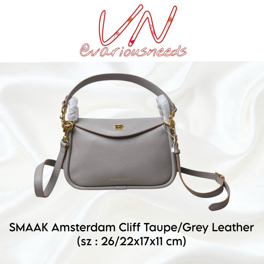 SMAAK Amsterdam Cliff Taupe/Grey Leather Bag Authentic / Original
