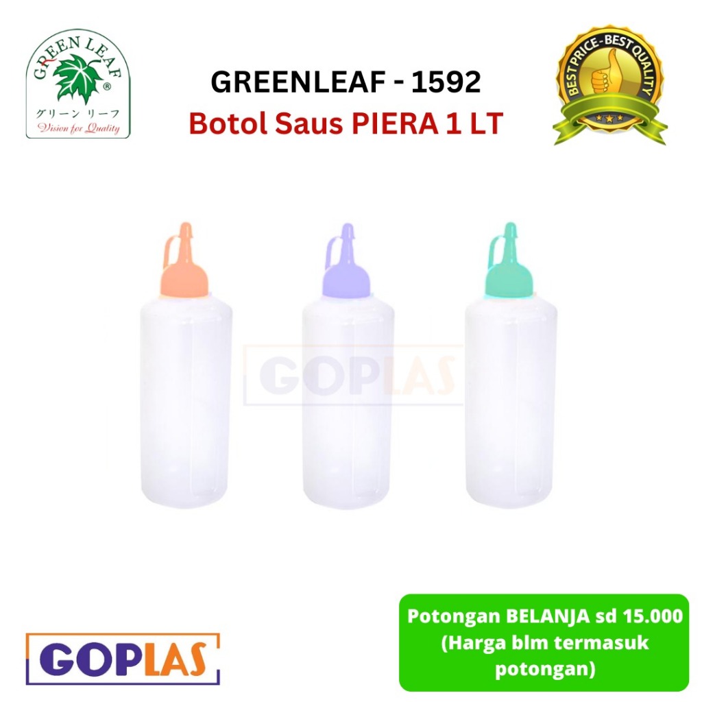 Botol Saus / Botol Kecap 1 Liter Merk Greenleaf / Basic Home