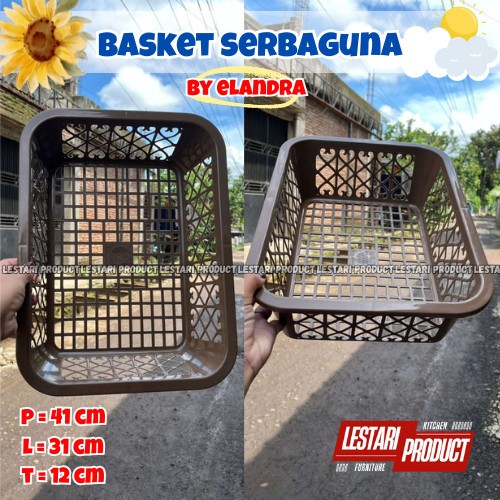 ( 6 PCS ) KERANJANG BASKET SERBAGUNA I KERANJANG SEGI LOUNDRY ELANDRA | KERANJANG COKELAT | RIGEN | 