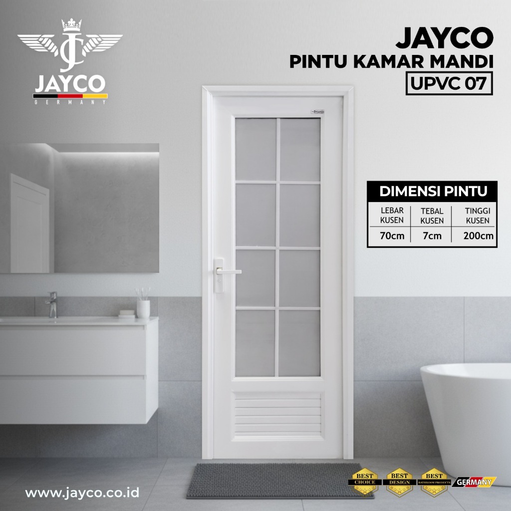 JAYCO PIntu UPVC Kaca Pintu Kamar Mandi 70x200cm