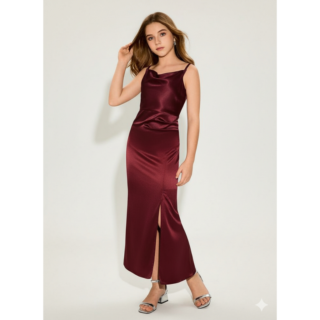MK043 | Dress Midi Satin Velvet / Gaun Pesta Wanita Elegan Bodycon Slipdress Bahan Halus Premium