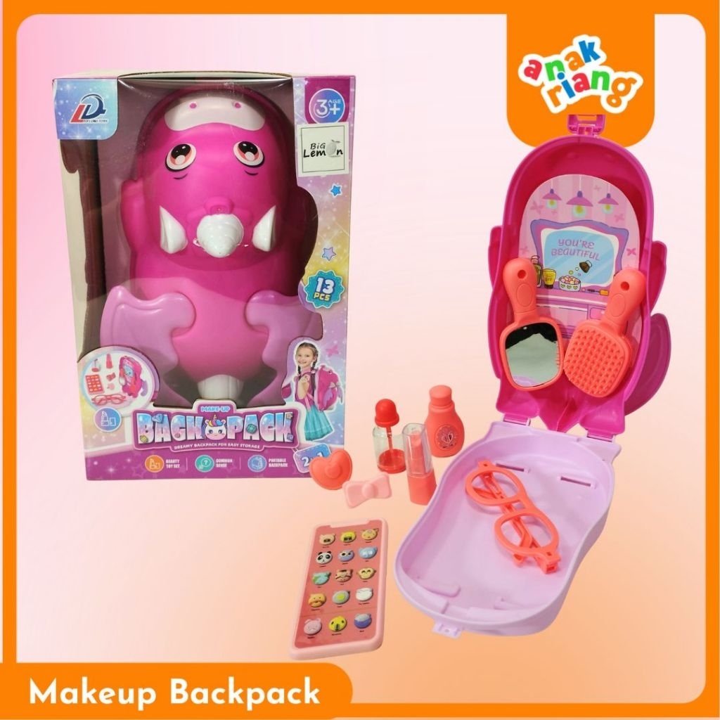 Mainan Makeup Anak Ransel Pink Lucu | Makeup Backpack | Hadiah Ulang Tahun Anak Perempuan