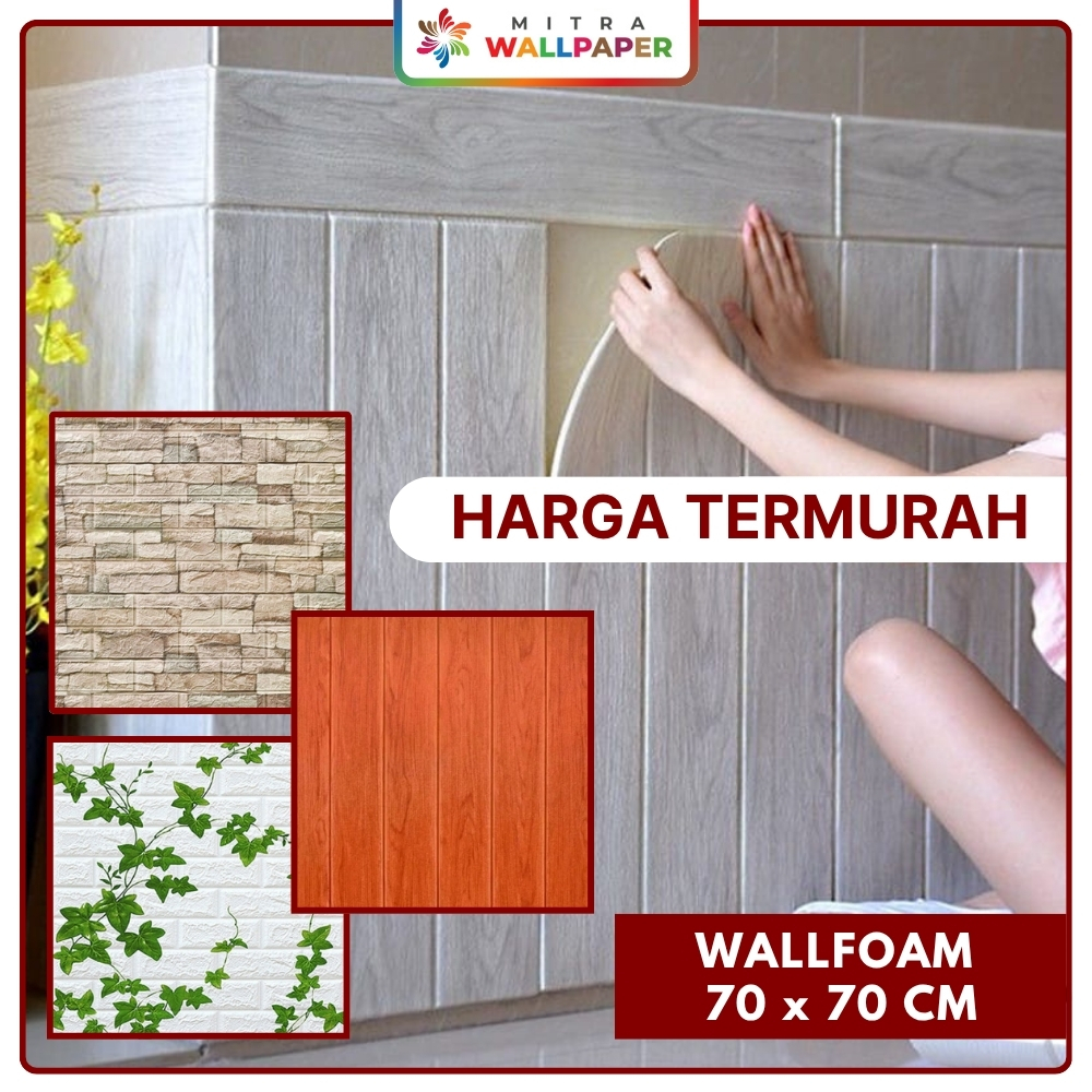 WallFoam 3D Motif Kayu Foam Dinding 3D Motif Kayu Coklat Wall Foam Dinding Motif Kayu Aestetik