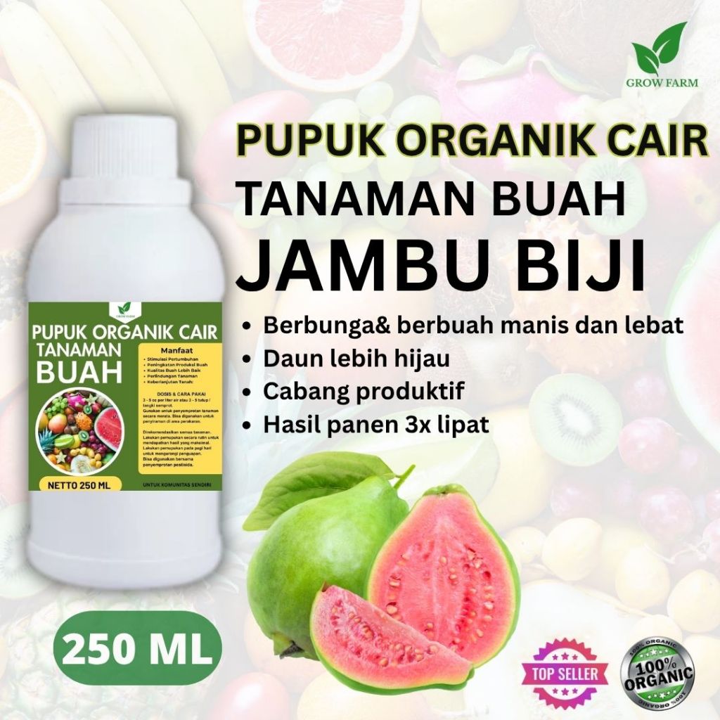 Pupuk Buah Jambu Biji 250 ML /Pupuk Booster Jambu Biji Cepat Berbuah Lebat/Pupuk Cair Jambu Biji