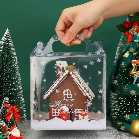 (1PCS) kotak cookies natal kotak permen natal kotak bingkisan natal kotak kue natal kotak mika kue n