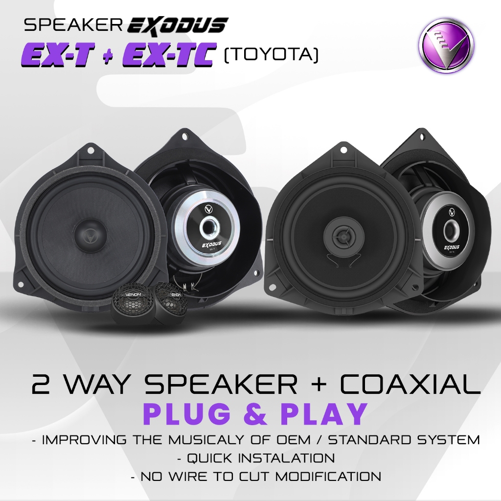 Speaker Split 2 way +Speaker Coaxial Venom Exodus|| Venom Exodus Speaker Plug N Play Toyota