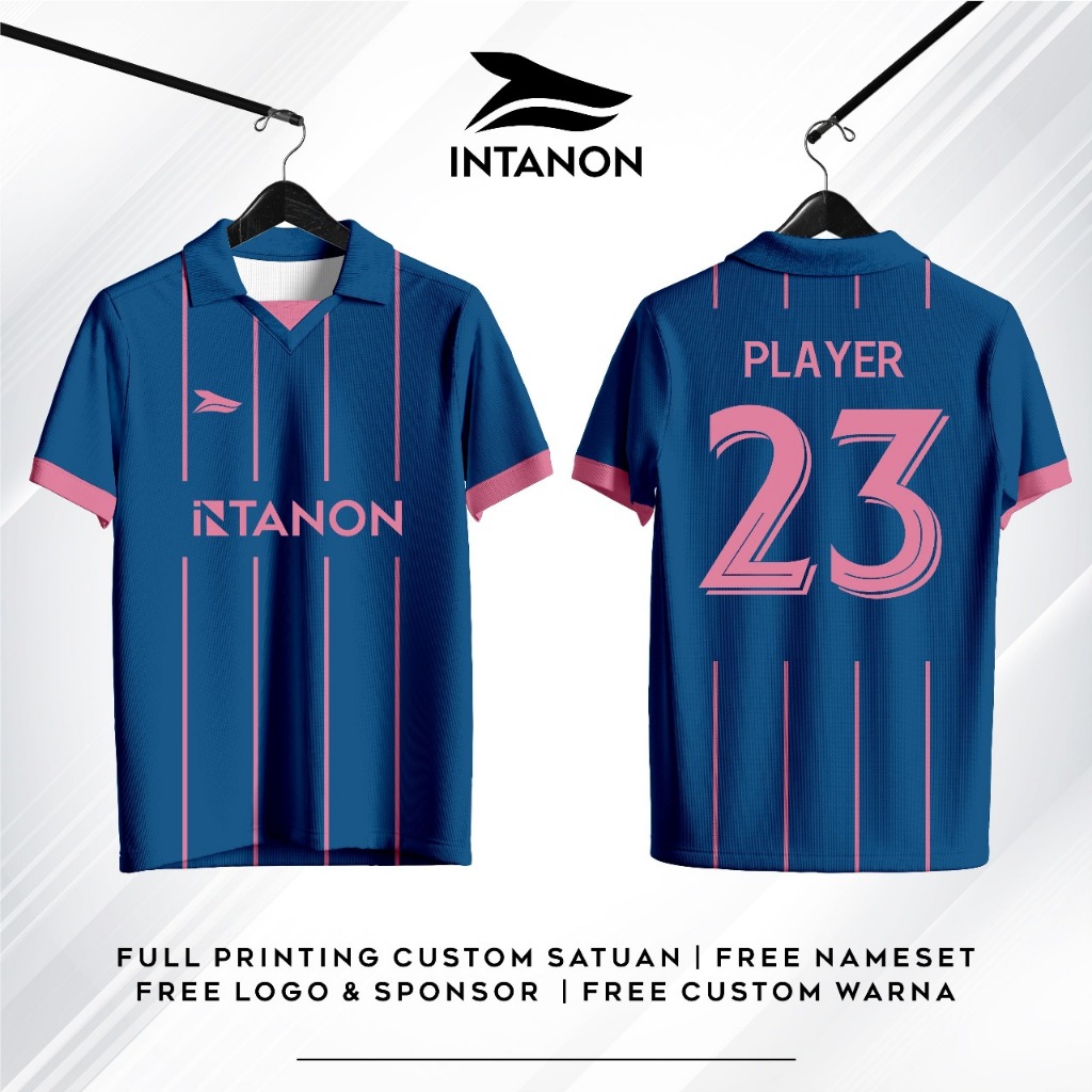 Jersey Futsal Biru Pink Custom Full Printing – Blue Pink Strike - Jersey Tim Futsal Modern Elegan