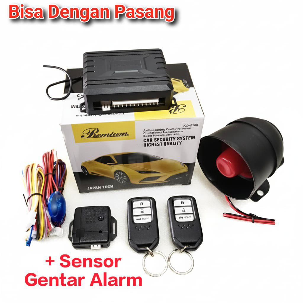 Alarm Mobil Premium Universal + Shock Sensor(Sensor Getar) KD-F100/Premium KD-F100 Remote Kunci Univ