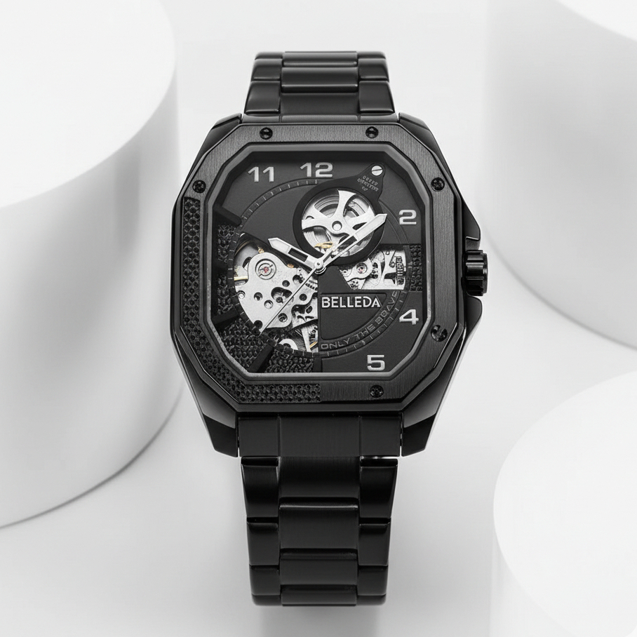 Jam Tangan Pria Belleda 9528 Automatic Rantai Stainless Model Retro Anti Air 3 Atm Watches