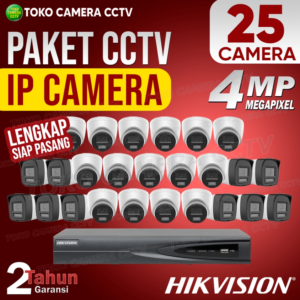 PAKET CCTV IP CAMERA HIKVISION 4MP 32 CHANNEL 25 KAMERA