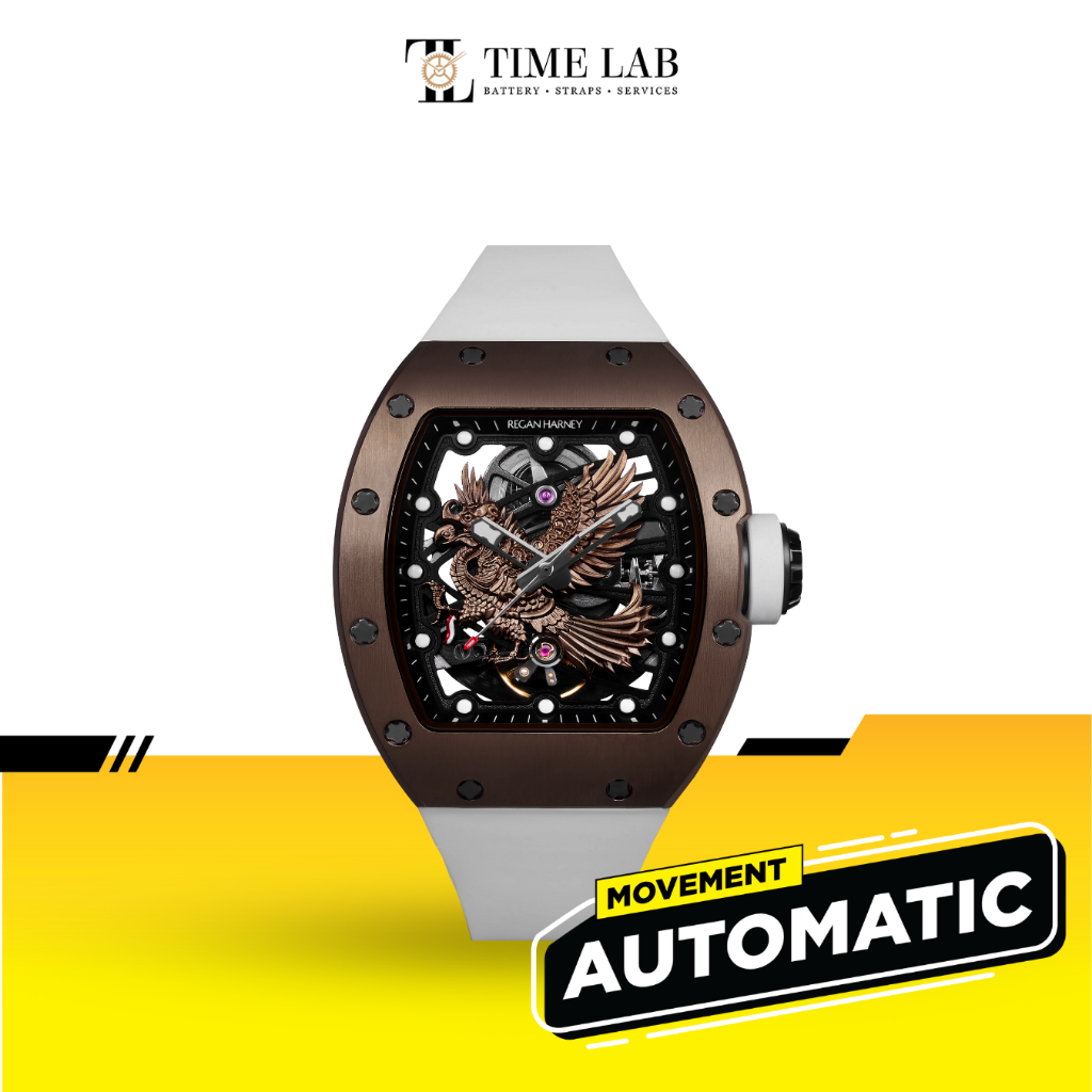 JAM TANGAN PRIA REGAN HARNEY RH62-11 GARUDA AUTOMATIC RUBBER ORIGINAL TIMELAB