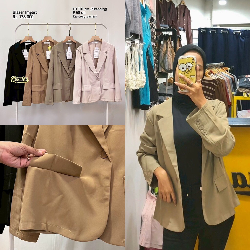 BLAZER IMPORT // BLAZER CROP IMPORT // BLAZER RESLETING CROP IMPORT // BLAZER LUCU // ATASAN WANITA 