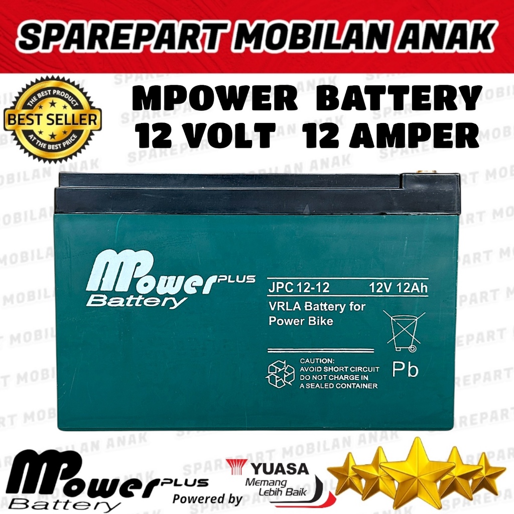 BERGARANSI ACCU MPOWER 12V 12AH JP 12-12 UPS KOMPUTER LAMPU EMERGENCY 12 VOLT DAN 12 AMPER