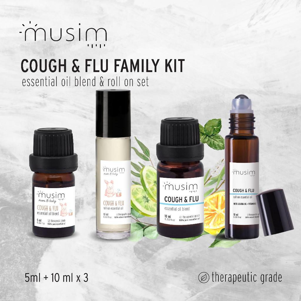 Paket Cough and Flu Family Kit Essential Oil Roll-On Aroma Terapi Batuk Pilek Anak Dewasa 5ml + 3x10