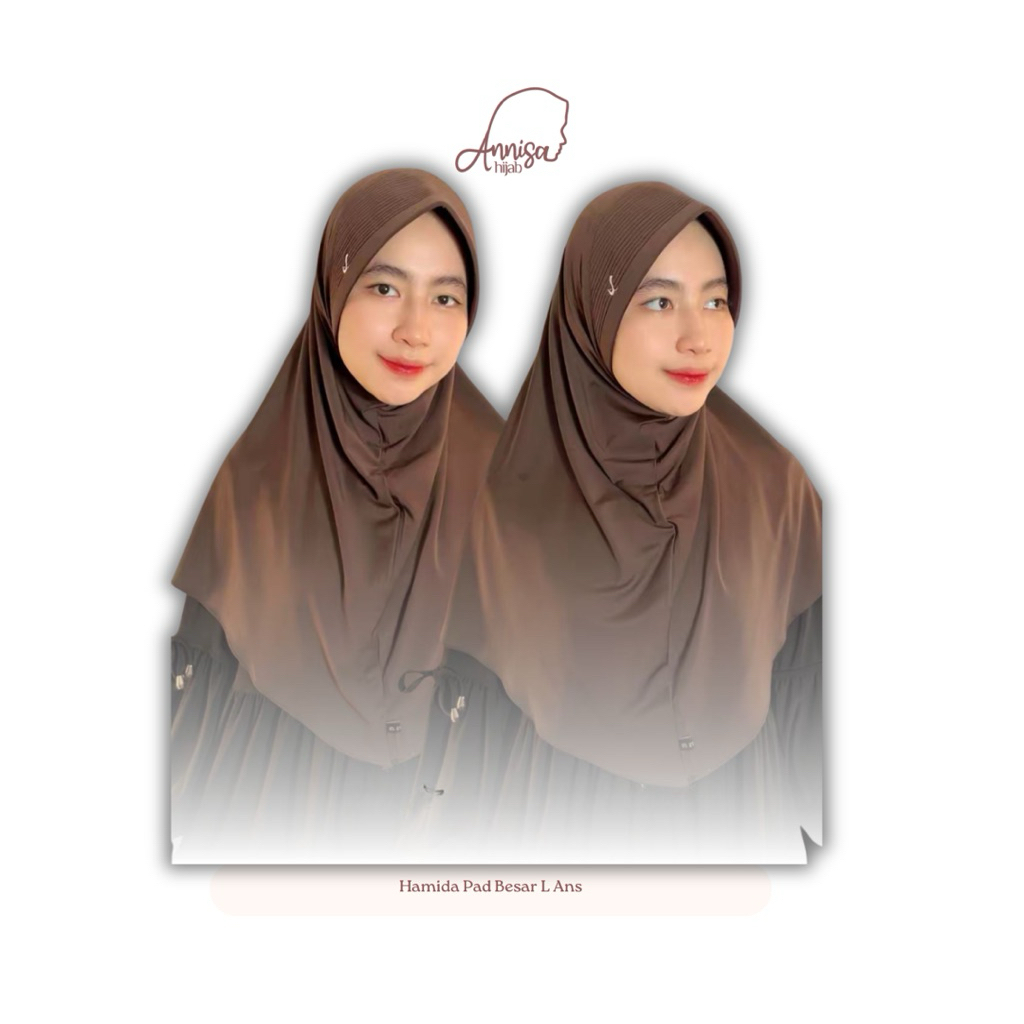 [Grosir/5pcs] Annisa Hijab-Hamida Pet Besar L Ans,Hijab Instan,Pad Gampang Di Atur