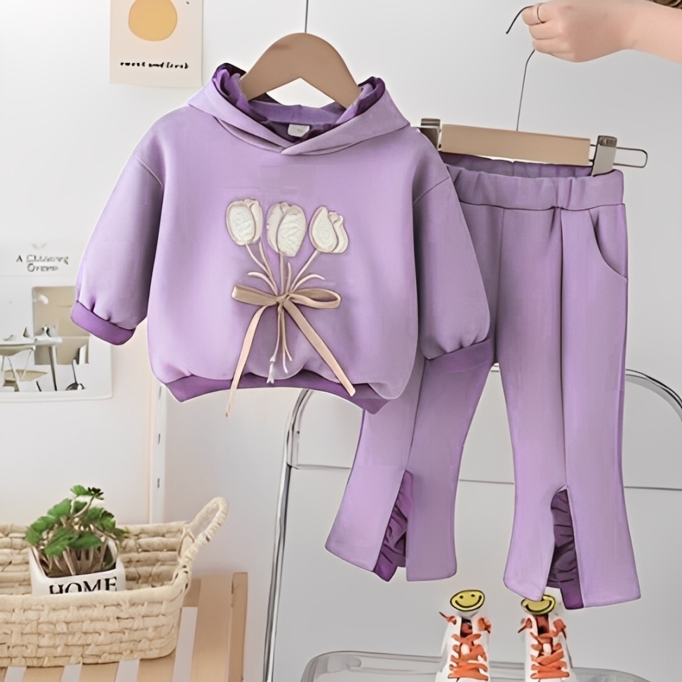 Setelan Baju Atasan & Celana Panjang Import Anak Perempuan Usia 1-4 Tahun | Oneset Pakaian Hoodie Le