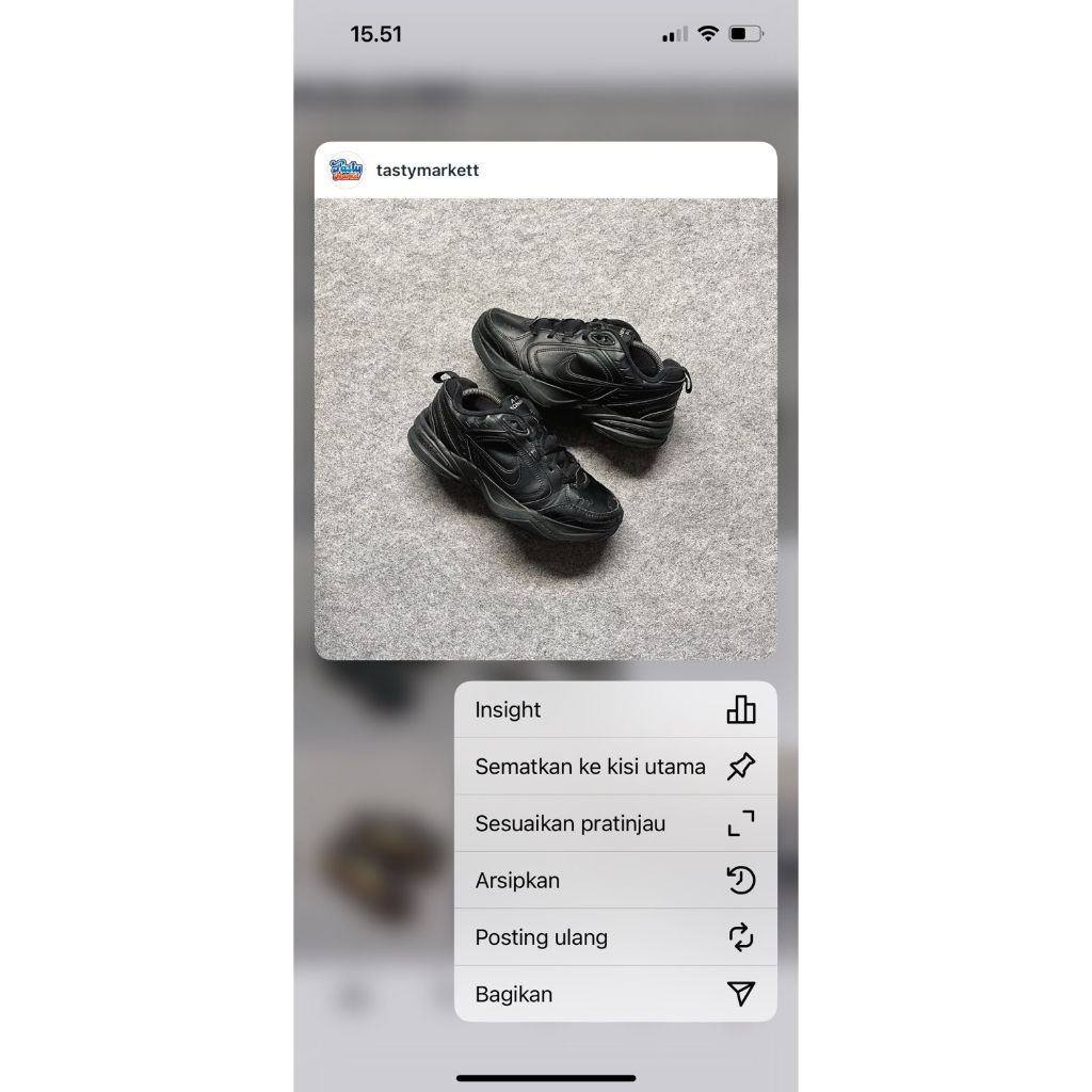 sepatu N air monarch black