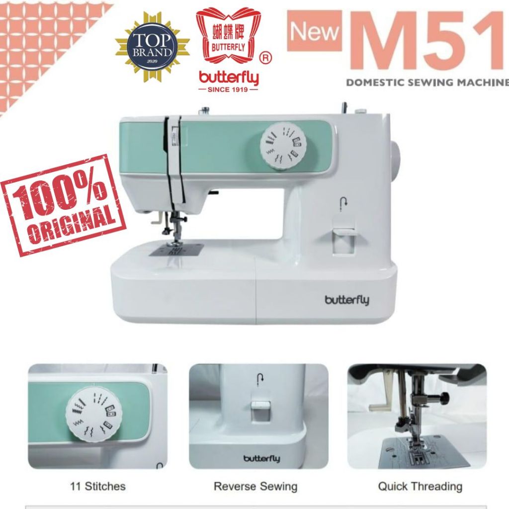 Mesin Jahit Portable BUTTERFLY M51 Portable Multifungsi