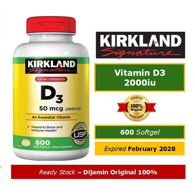 KIRKLAND SIGNATURE Vitamin D3 - 2000iu, isi 600 Softgel