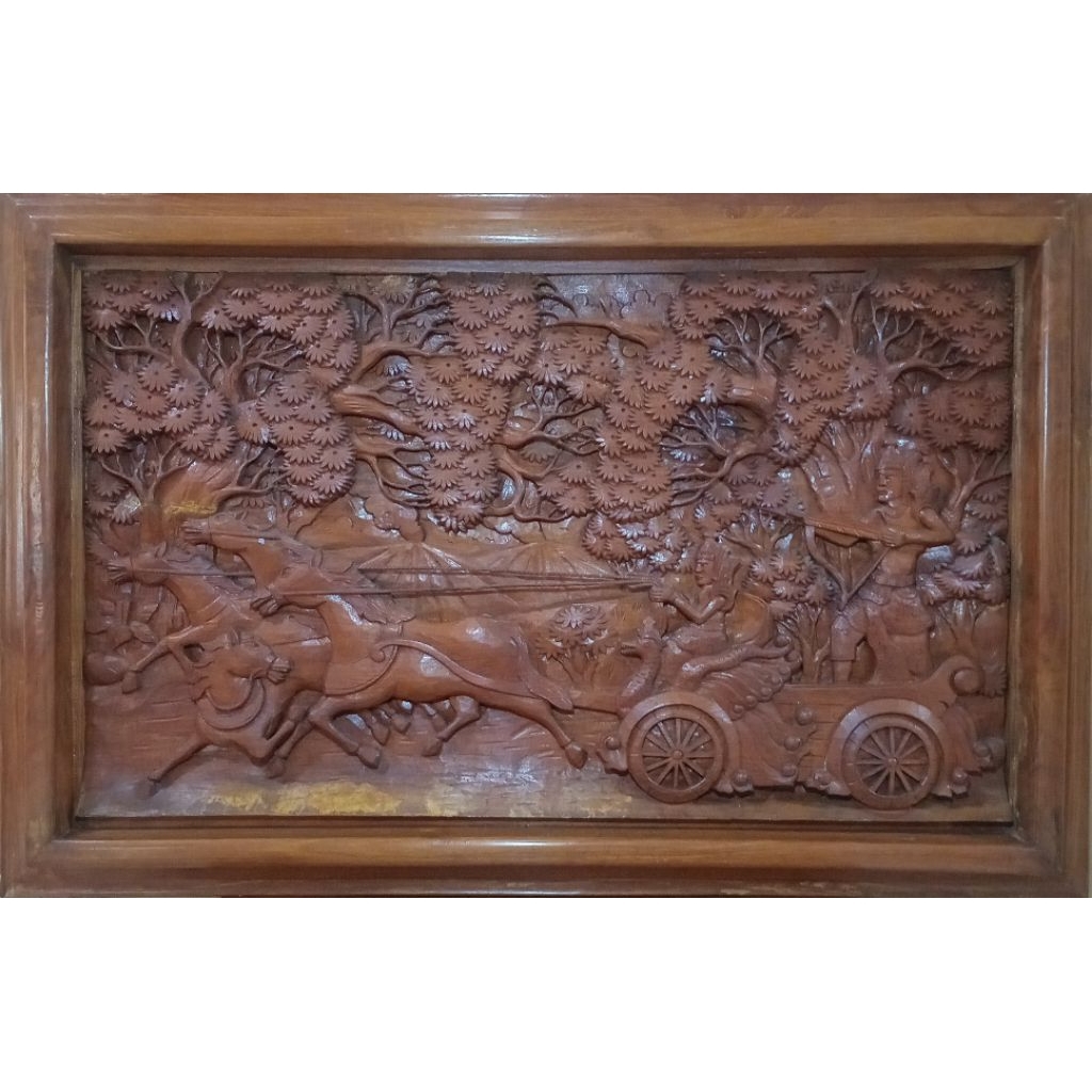 Ukiran Relief 3D Kayu Jati