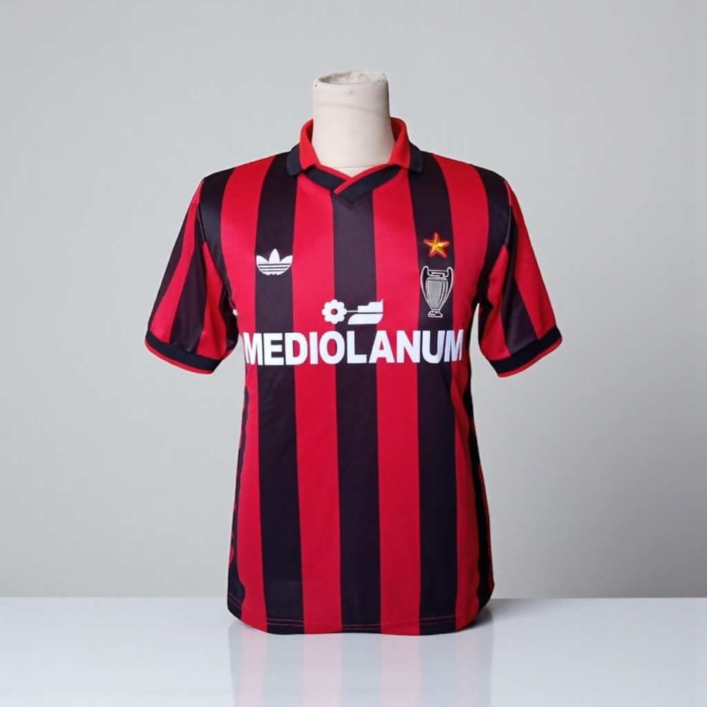 Jersey  Retro  Fantasy Mil AC home mediolanum 90 Classic  Baju bola Vintage Milan