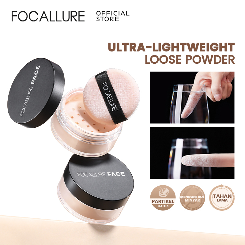 FOCALLURE Oil Control Loose Powder Natural Bedak Tabur- Hingga 12 Jam Make Up